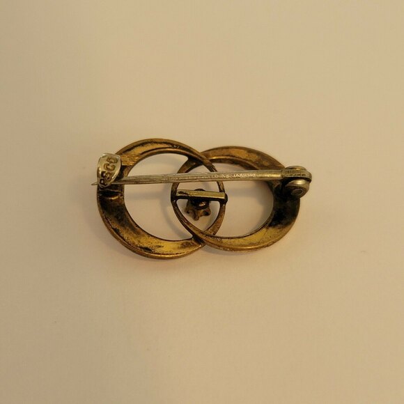 Vintage PSCO Gold Filled Interlocking Circle Brooch – Opal Accent Pin - Picture 3 of 4